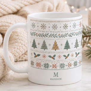 Mug Motif de vacances de Noël Monogramme