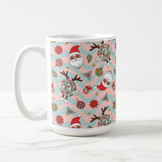 Mug Motif de vacances Disco Père Noël et Reindeer (Gauche)