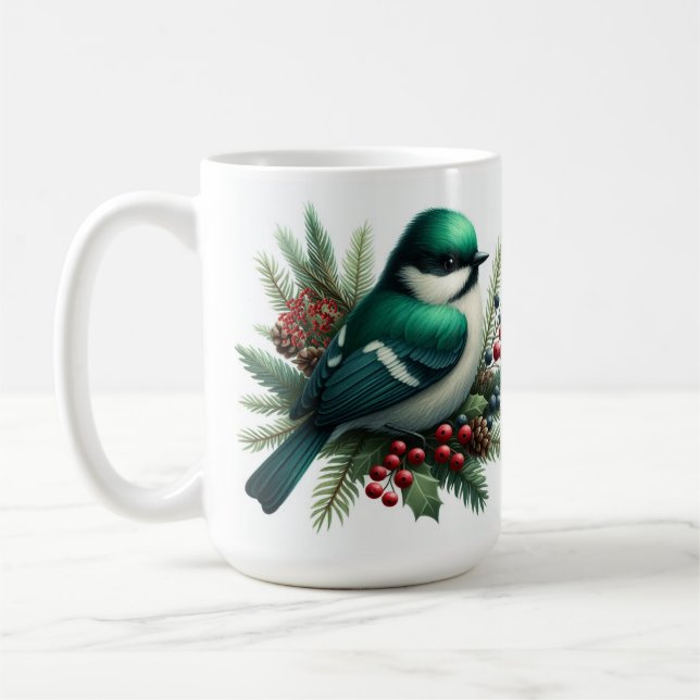 Mug Motif de vacances Oiseaux et Baies d'émeraude   (Gauche)