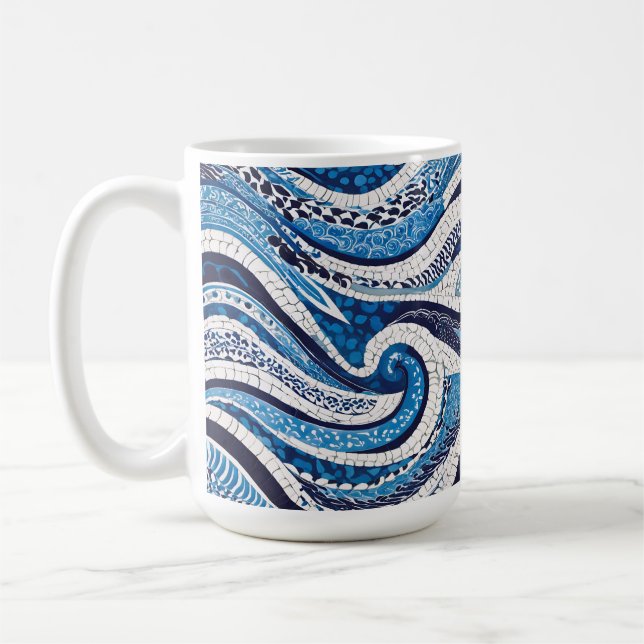 Mug Motif de vague bleu blanc 05 (Gauche)