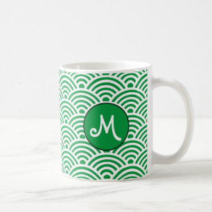 Mug Motif de vague classique japonais avec monogramme