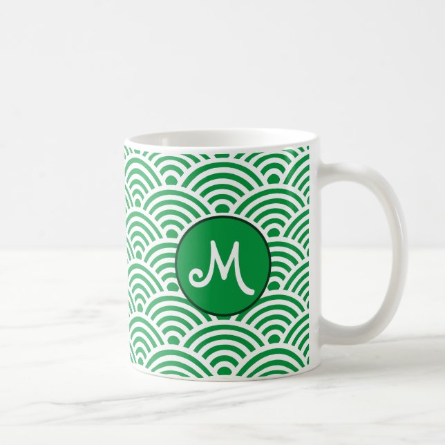 Mug Motif de vague classique japonais avec monogramme (Droite)