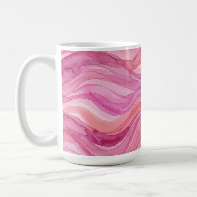 Mug Motif de vagues à l'aquarelle rose (Gauche)