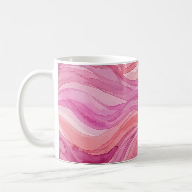 Mug Motif de vagues à l'aquarelle rose (Gauche)
