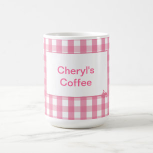 Mug Motif de vérification En vichy rose