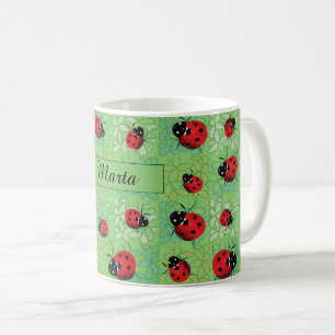 Mug Motif de vert de pétales de coccinelle
