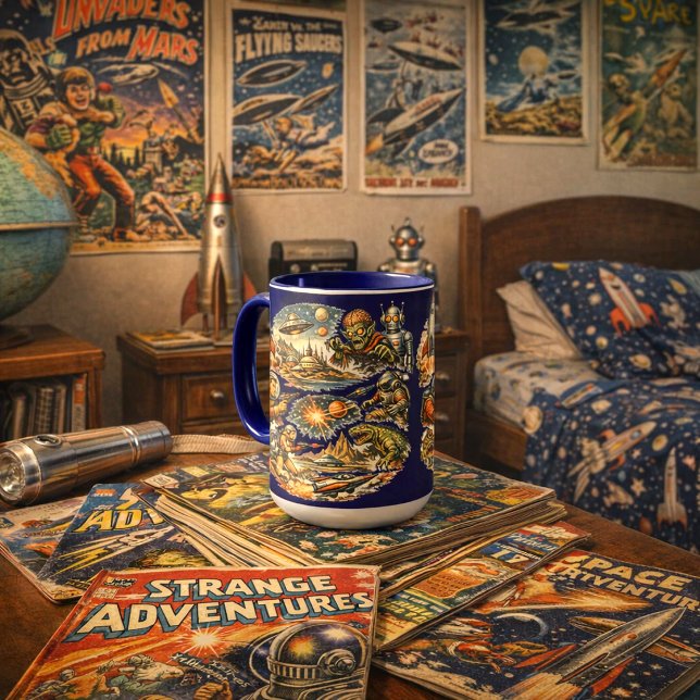 Mug Motif de vignettes d'art de bande dessinée rétro d (Créateur téléchargé)
