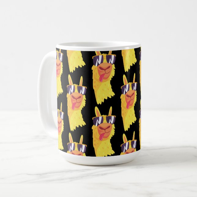 Mug Motif de visage de lama drôle avec lunettes (Devant gauche)