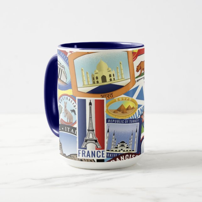 Mug Motif de voyage du monde (Devant gauche)