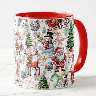 Mug Motif décoratif de Noël sur fond blanc