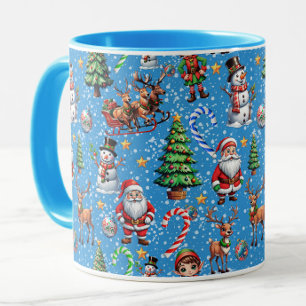 Mug Motif décoratif de Noël sur fond bleu