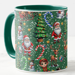 Mug Motif décoratif de Noël sur fond vert