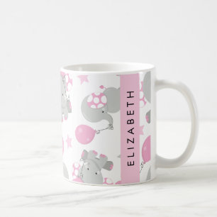 Mug Motif D'Eléphants, Eléphants Mignons, Votre Nom
