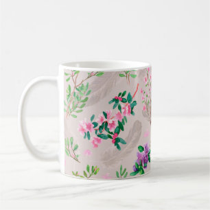 Mug Motif délicieux avec fleurs rhododendron et fea