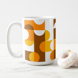 Mug Motif Demi-Cercles Marron Blanc Orange Jaune