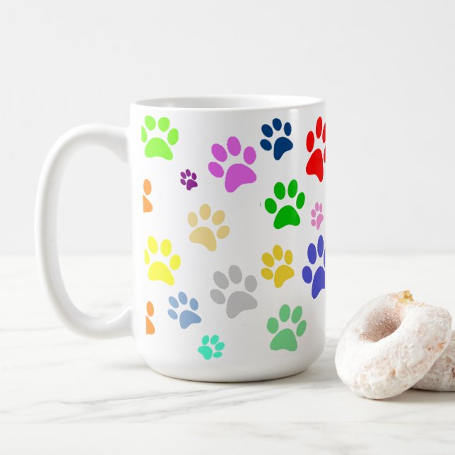 Mug Motif d'empreinte de patte de compagnie très migno (Avec donut)