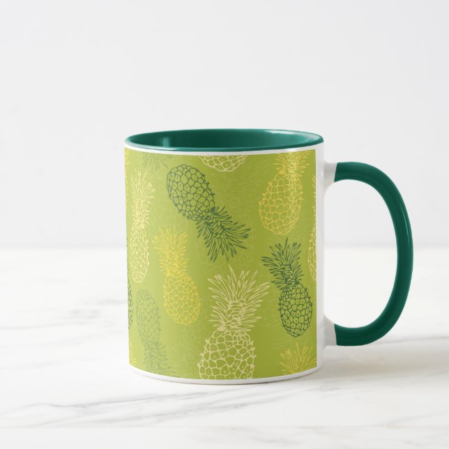 Mug Motif d'ensemble d'ananas sur le vert (Droite)