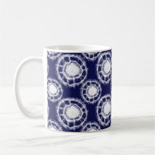 Mug Motif des cercles Shibori bleu et blanc