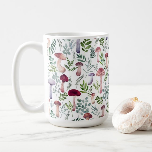 Mug Motif des champignons d'aquarelle douillette    (Avec donut)