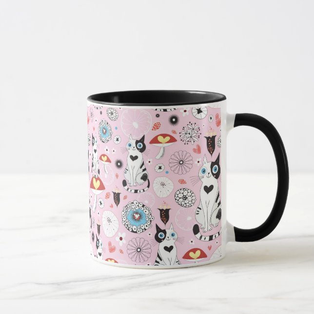 Mug motif des chats et des fleurs (Droite)