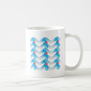 Mug Motif Des Chevaux De Mer Et Des Vagues Bleues