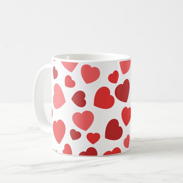 Mug Motif Des Coeurs, Coeurs Rouges, Motif Des Coeurs (Devant gauche)