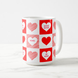 Mug Motif des Coeurs de bonbons rouges et blancs