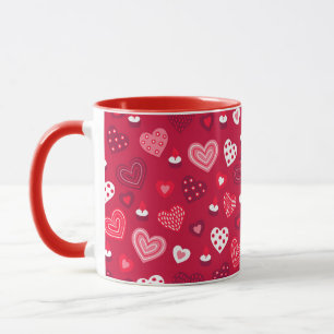 Mug Motif des coeurs de la Saint-Valentin rouge