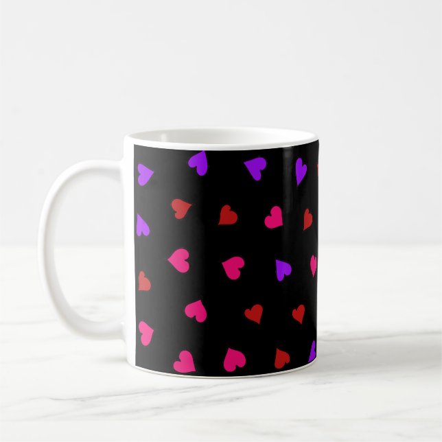 Mug Motif des Coeurs rouge, rose et violet (Gauche)