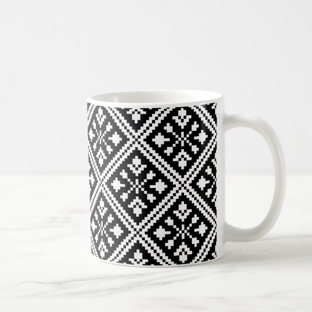 Mug Motif des flocons de neige de Noël noir et blanc (Droite)
