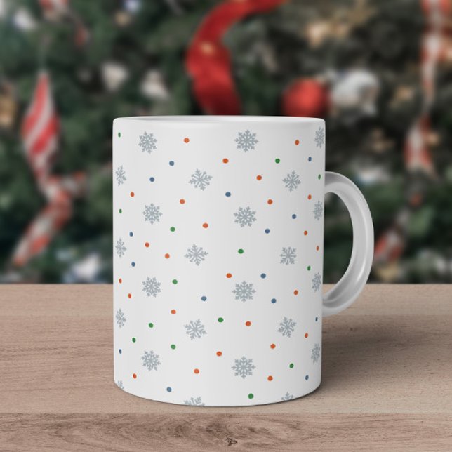 Mug Motif des flocons de neige et des points de Noël (Elegant minimalist Christmas snowflake mug)