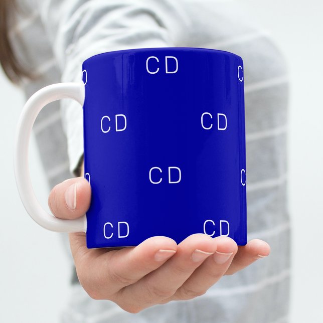 Mug Motif des initiales du monogramme bleu royal (Créateur téléchargé)