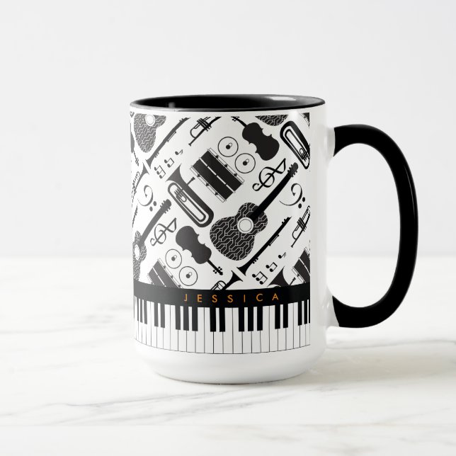 Mug Motif des instruments de musique moderne en noir e (Droite)