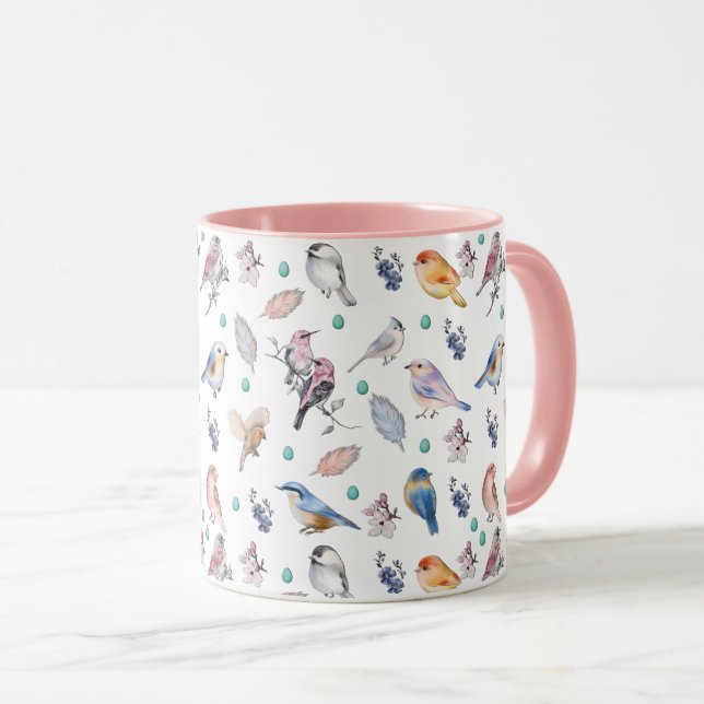 Mug Motif des oiseaux de printemps (Devant droit)
