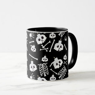 Mug Motif des os crâniens de squelette d'Halloween