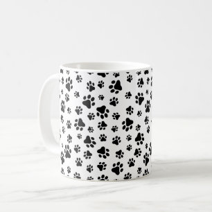 Mug Motif des pattes, pattes de chien, noir et blanc
