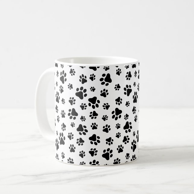 Mug Motif des pattes, pattes de chien, noir et blanc (Devant gauche)