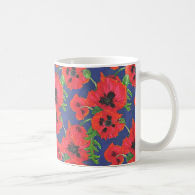 Mug Motif des pépites orientales rouges sur bleu (Droite)