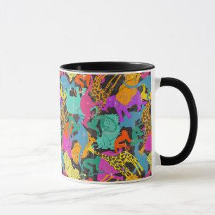 Mug Motif des silhouettes d'animaux rétro