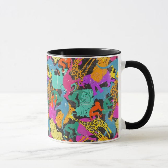Mug Motif des silhouettes d'animaux rétro (Droite)