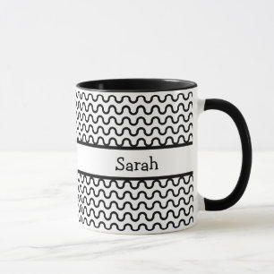 Mug Motif des vagues rétro blanches et noires personna