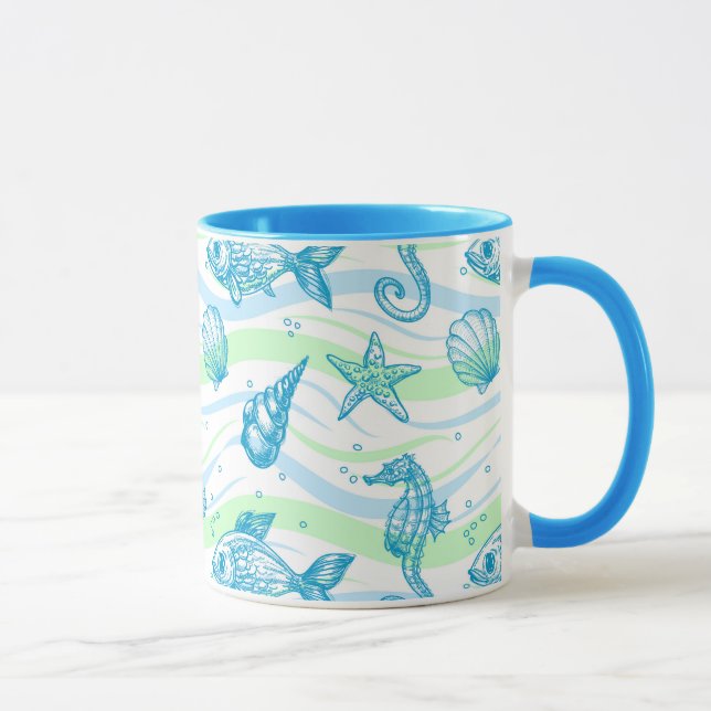 Mug Motif d'esquisse marine (Droite)
