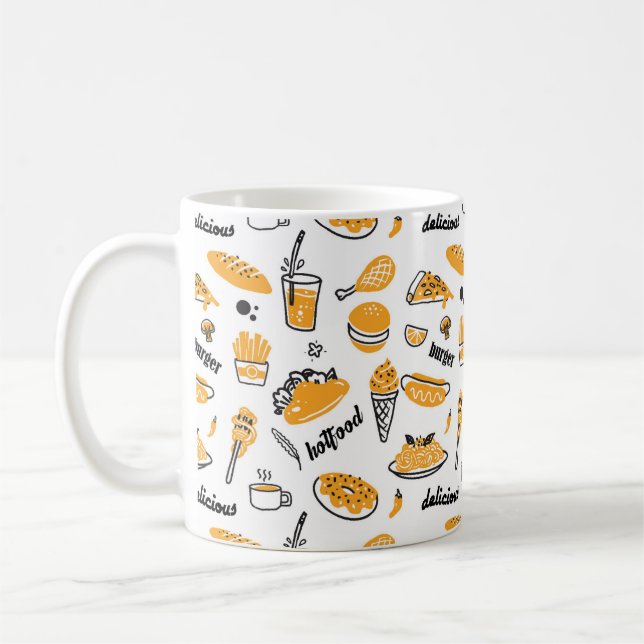 Mug Motif d'esquisse Retro Fast Food (Gauche)
