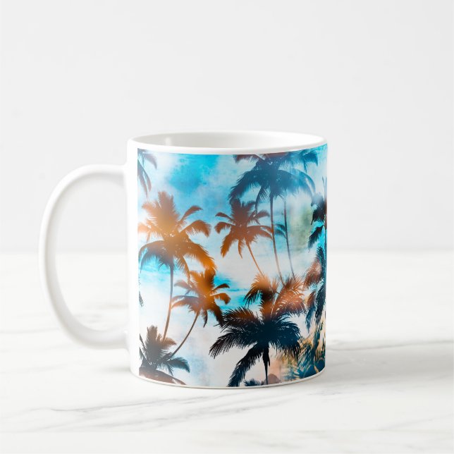Mug Motif d'été, arbres tropicaux, ciel. (Gauche)