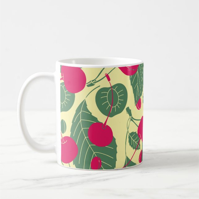 Mug Motif d'été de couleur vive avec cerises. Grappe (Gauche)