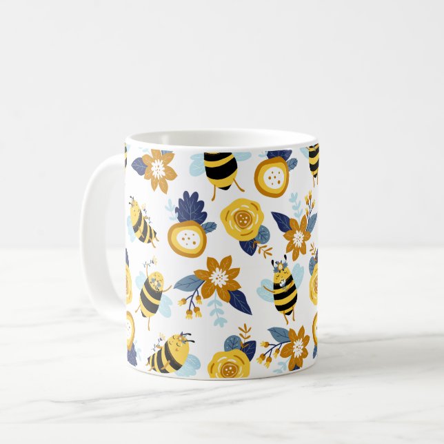 Mug Motif d'été du printemps de l'abeille au miel (Devant gauche)