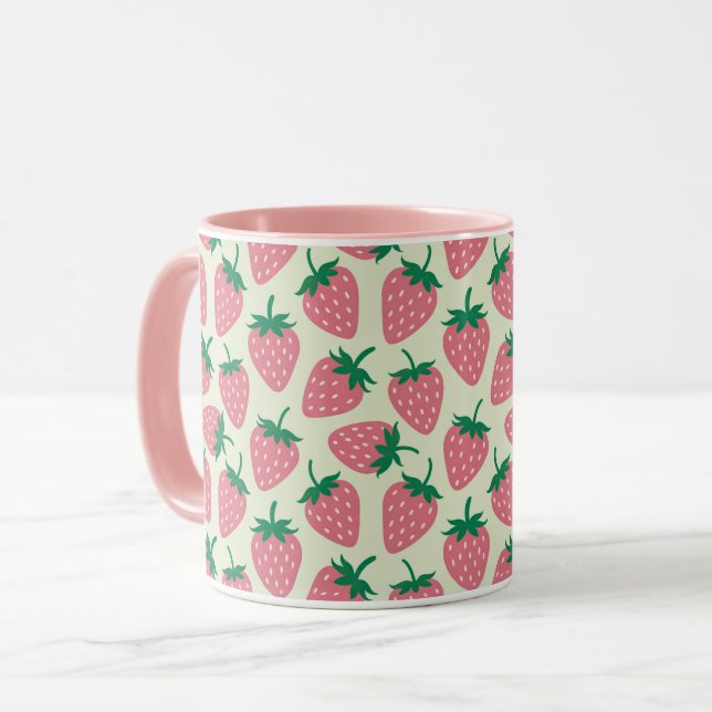 Mug Motif d'été fraise rose (Devant gauche)