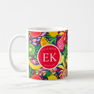 Mug Motif d'été pour le Monogramme de fruits tropicaux