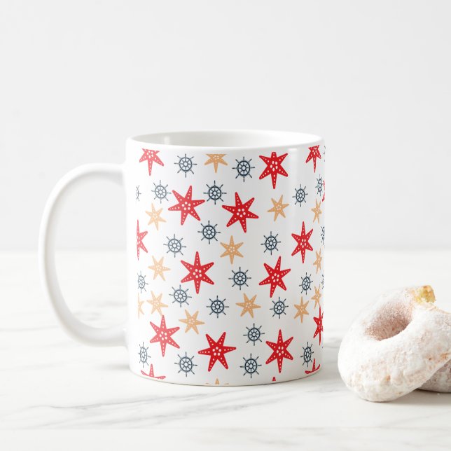 Mug Motif d'étoiles de mer et de volants (Avec donut)