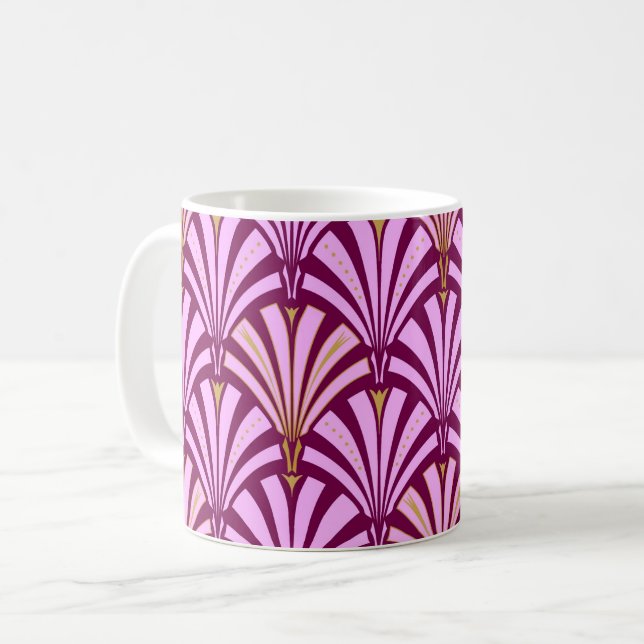 Mug Motif d'éventail Art déco - orchidée et violet (Devant gauche)
